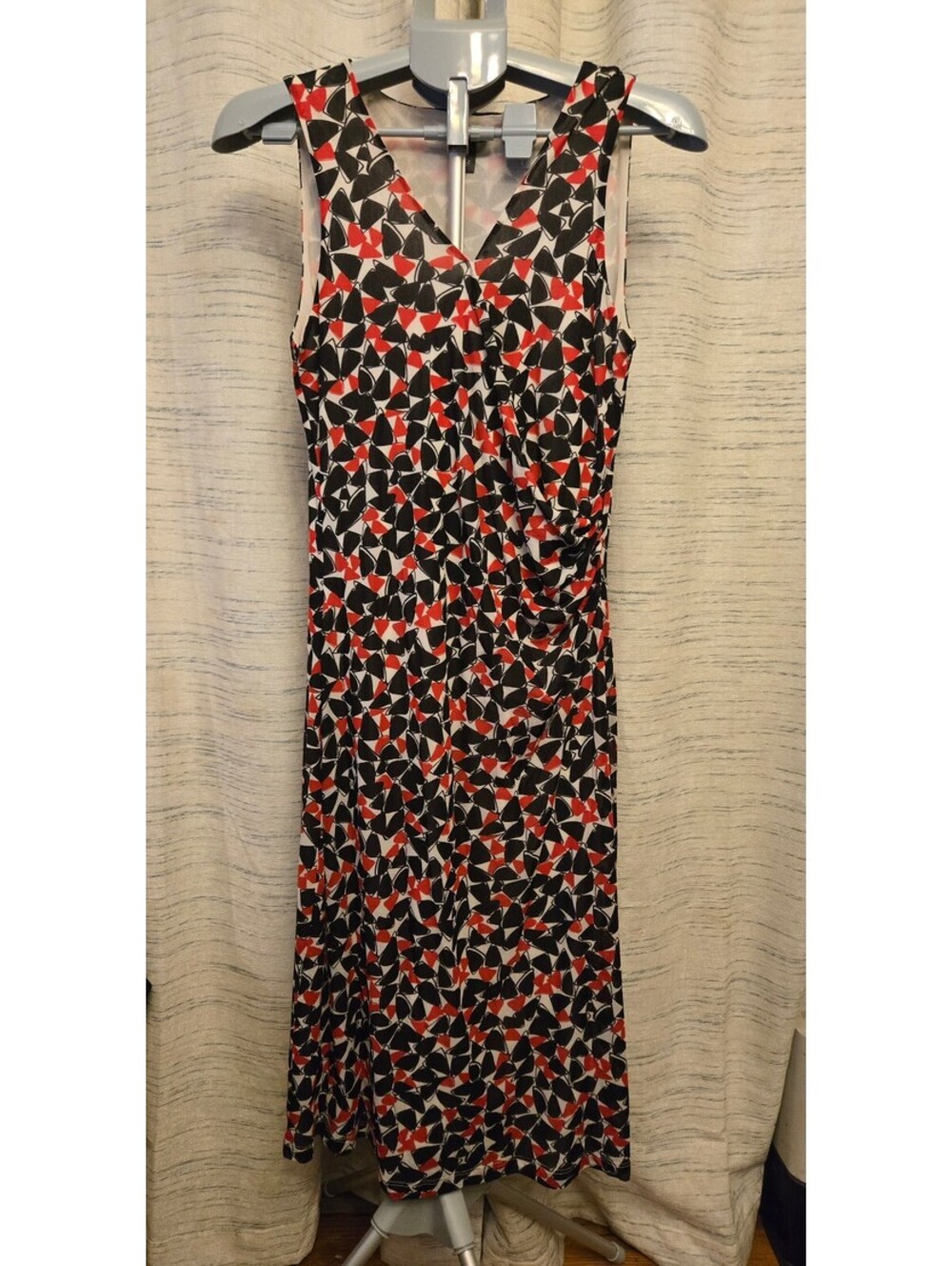 Kenneth Cole Reaction Sleeveless Ruched Faux Wrap Midi Dress Women's Large